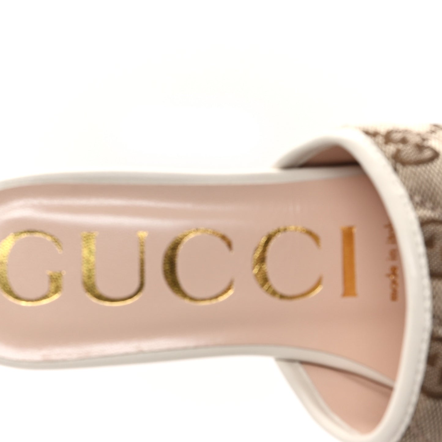 Monogram Matelasse Diagonal GG Marmont Flat Slide Sandals 35 Beige Ebony Mystic White