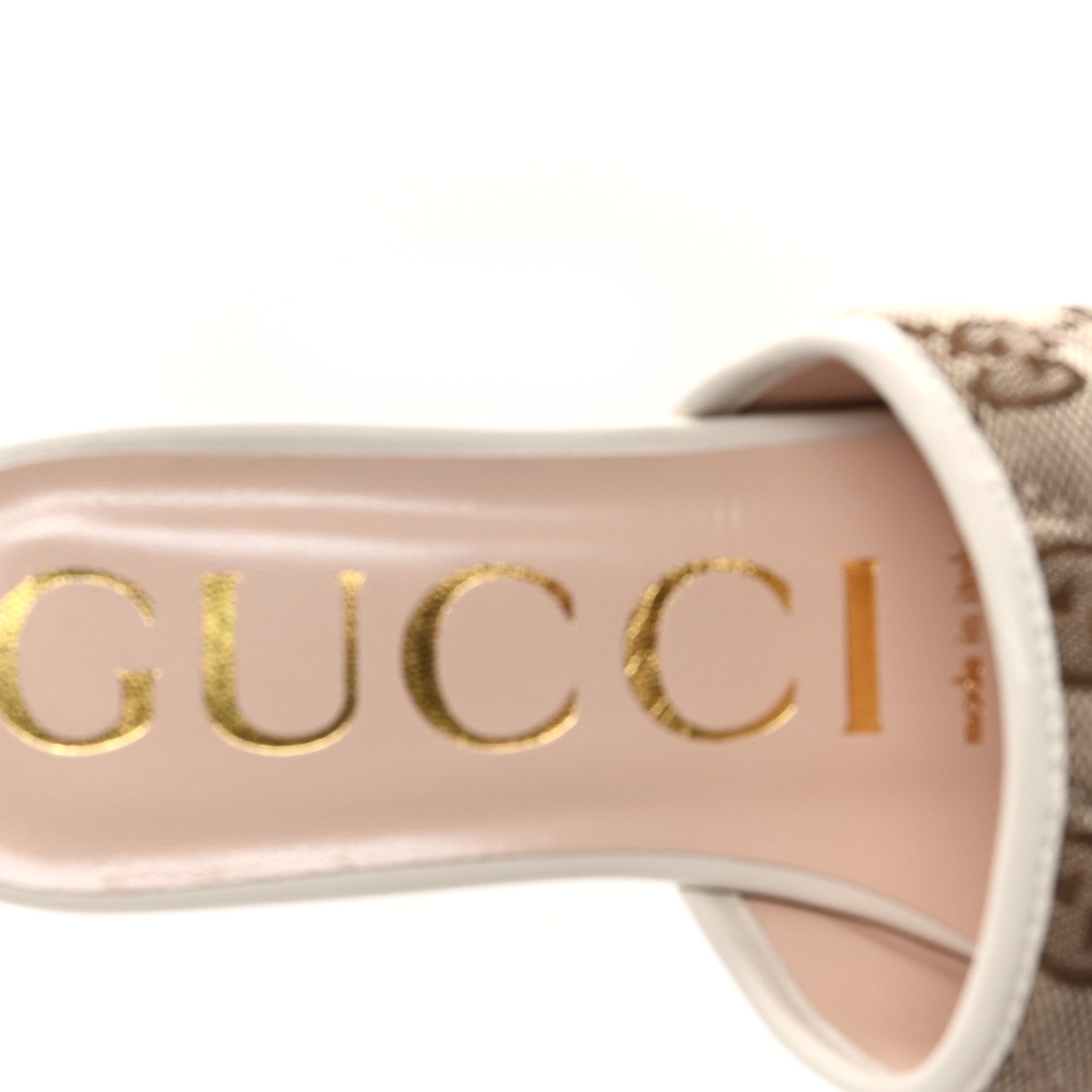 Gucci Monogram Matelasse Diagonal GG Marmont Flat Slide Sandals 35 Beige Ebony Mystic White 9 of 10