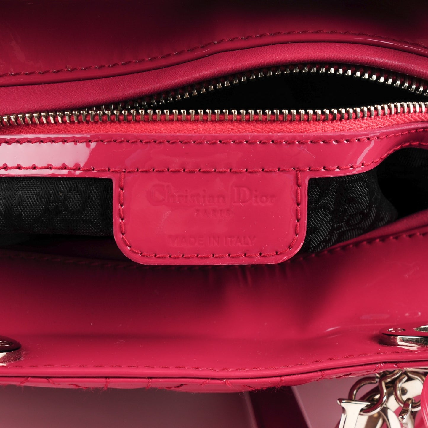 Patent Cannage Large Lady Dior Fuchsia