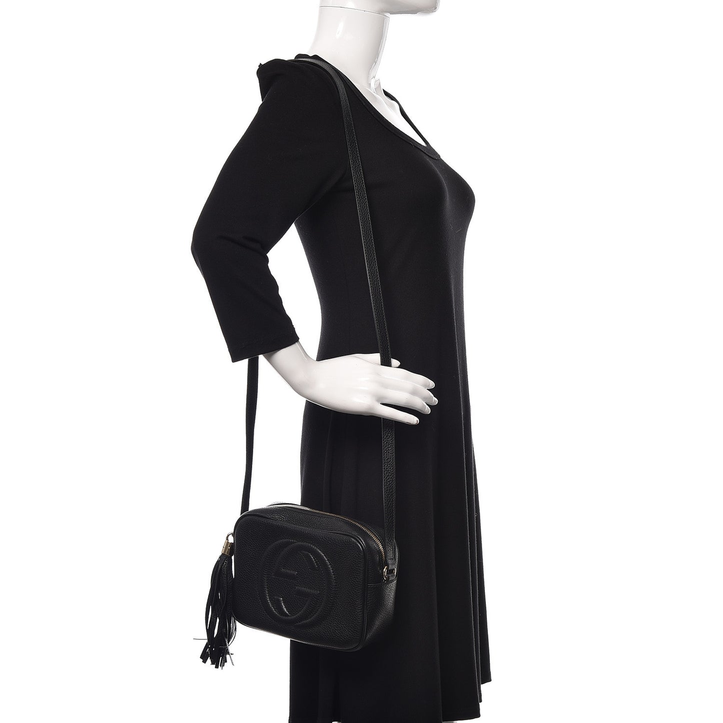 Pebbled Calfskin Small Soho Disco Bag Black