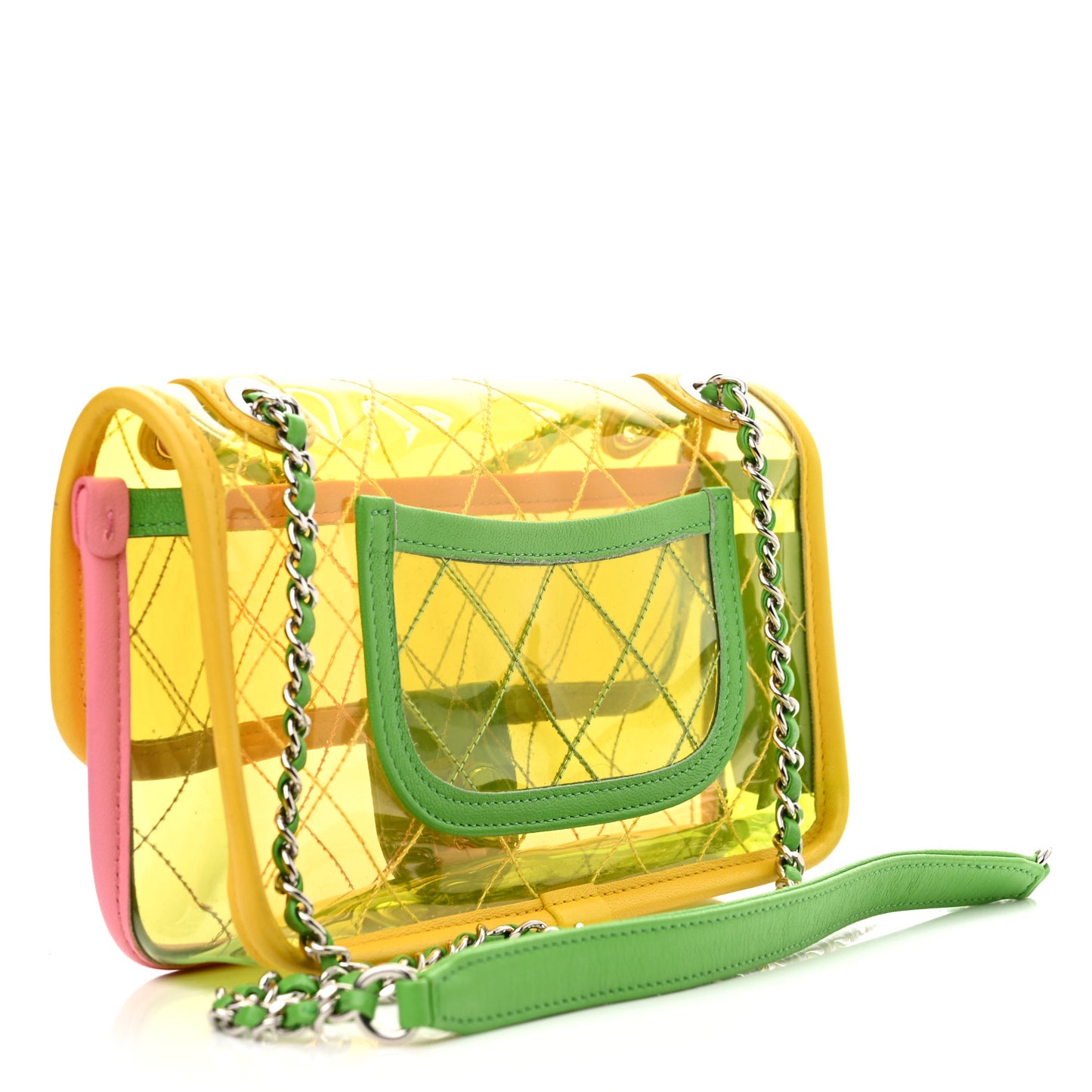 Lambskin PVC Quilted Mini Coco Splash Flap Yellow Green Pink