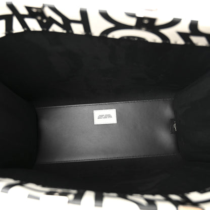 Fendi X MARC JACOBS Vitello King Logo Print Medium Fendi Sunshine Shopper Tote Black White 5 of 11