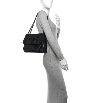 Saint Laurent Crinkled Calfskin Matelasse Monogram Medium Niki Chain Satchel Black 2 of 10