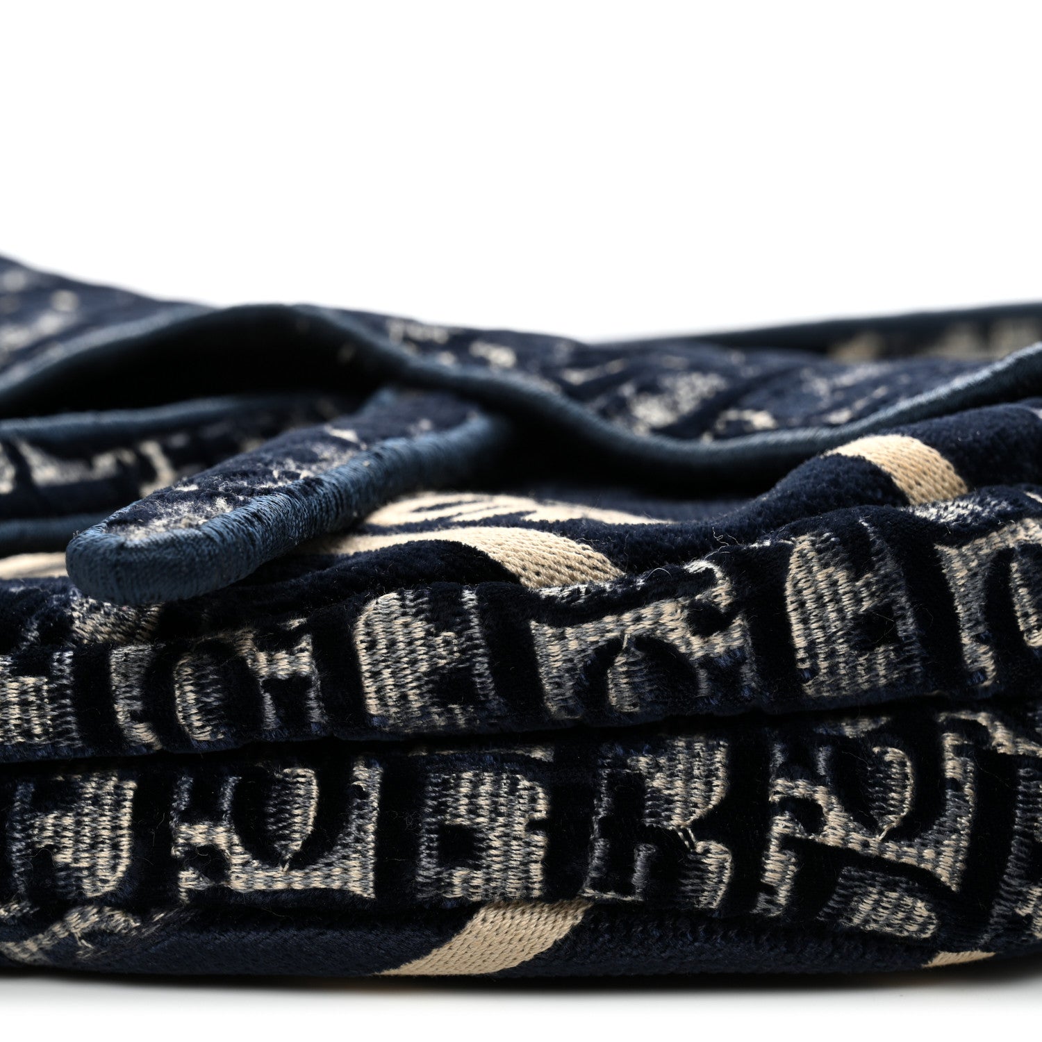 Christian Dior Velvet Oblique Saddle Bag Blue 10 of 11