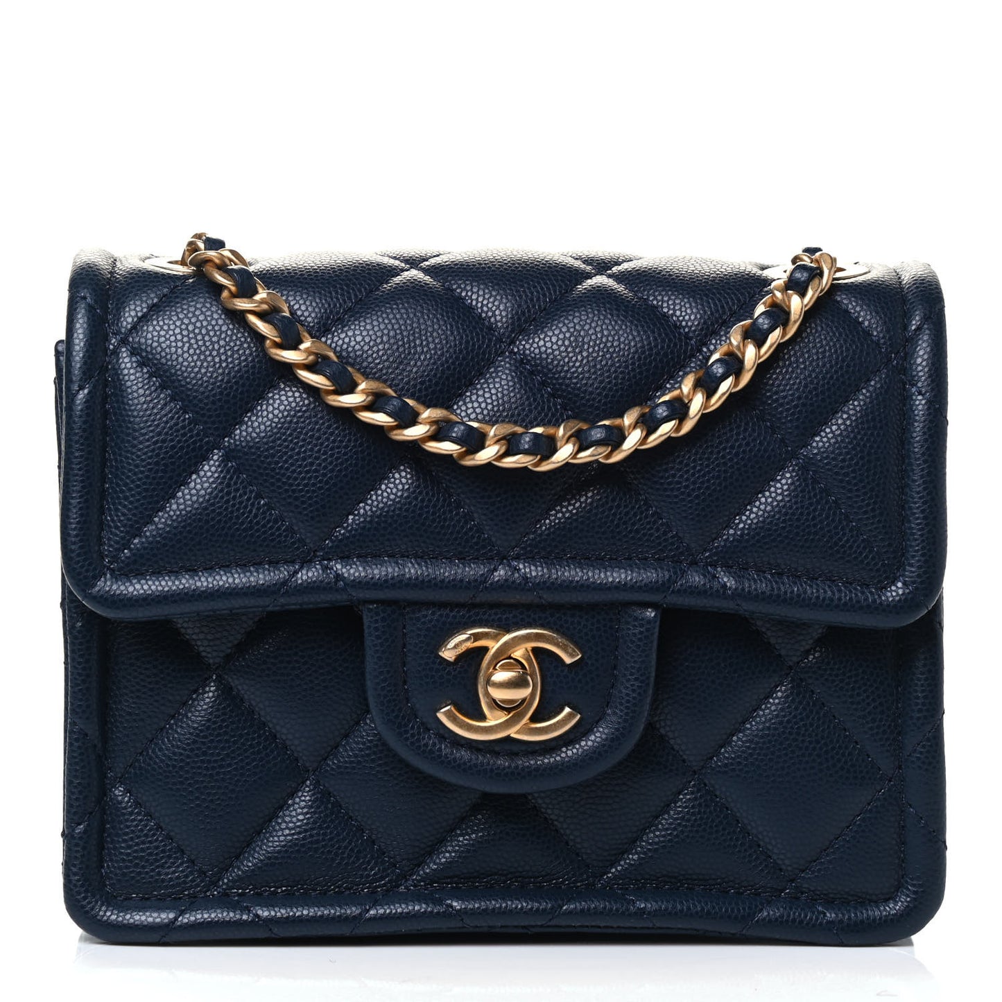 Caviar Quilted Mini Sweet Classic Flap Navy Blue