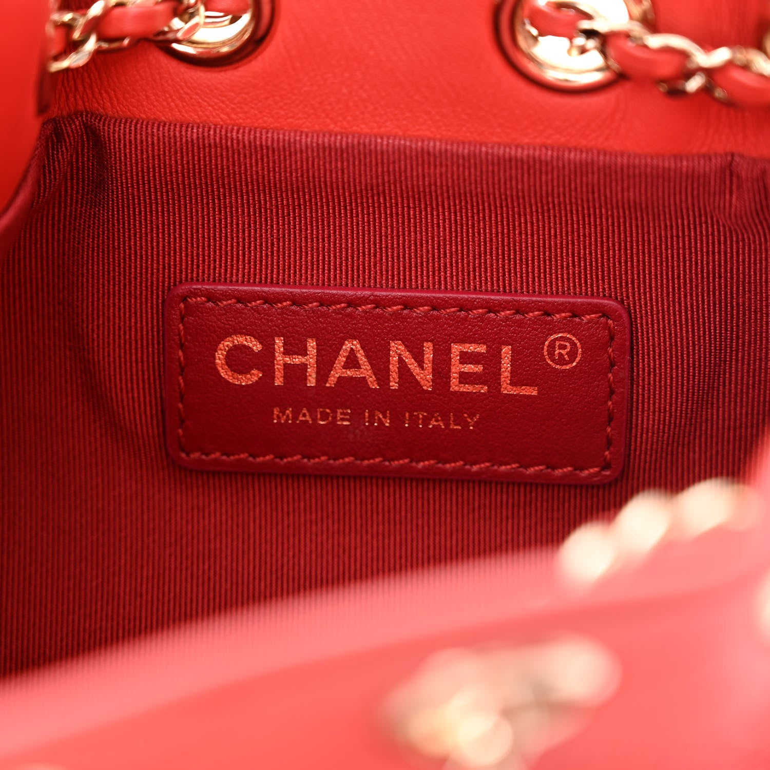 Chanel Calfskin Stitched Mini Drawstring CC Bag Red 6 of 11