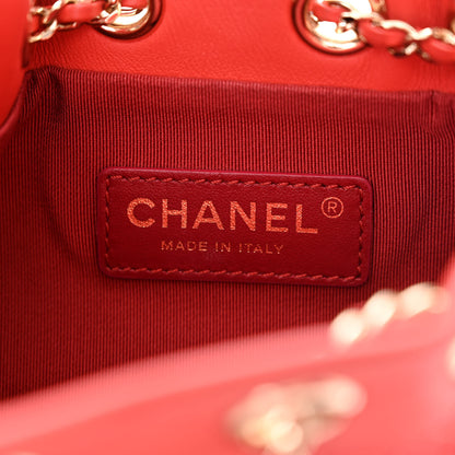 Chanel Calfskin Stitched Mini Drawstring CC Bag Red 6 of 11