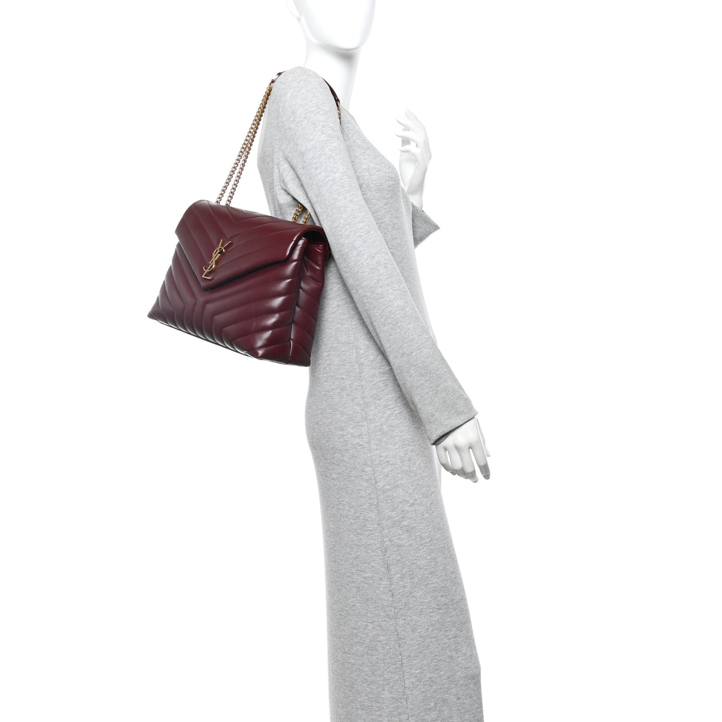 Calfskin Y Quilted Monogram Medium Loulou Chain Satchel Rouge Legion