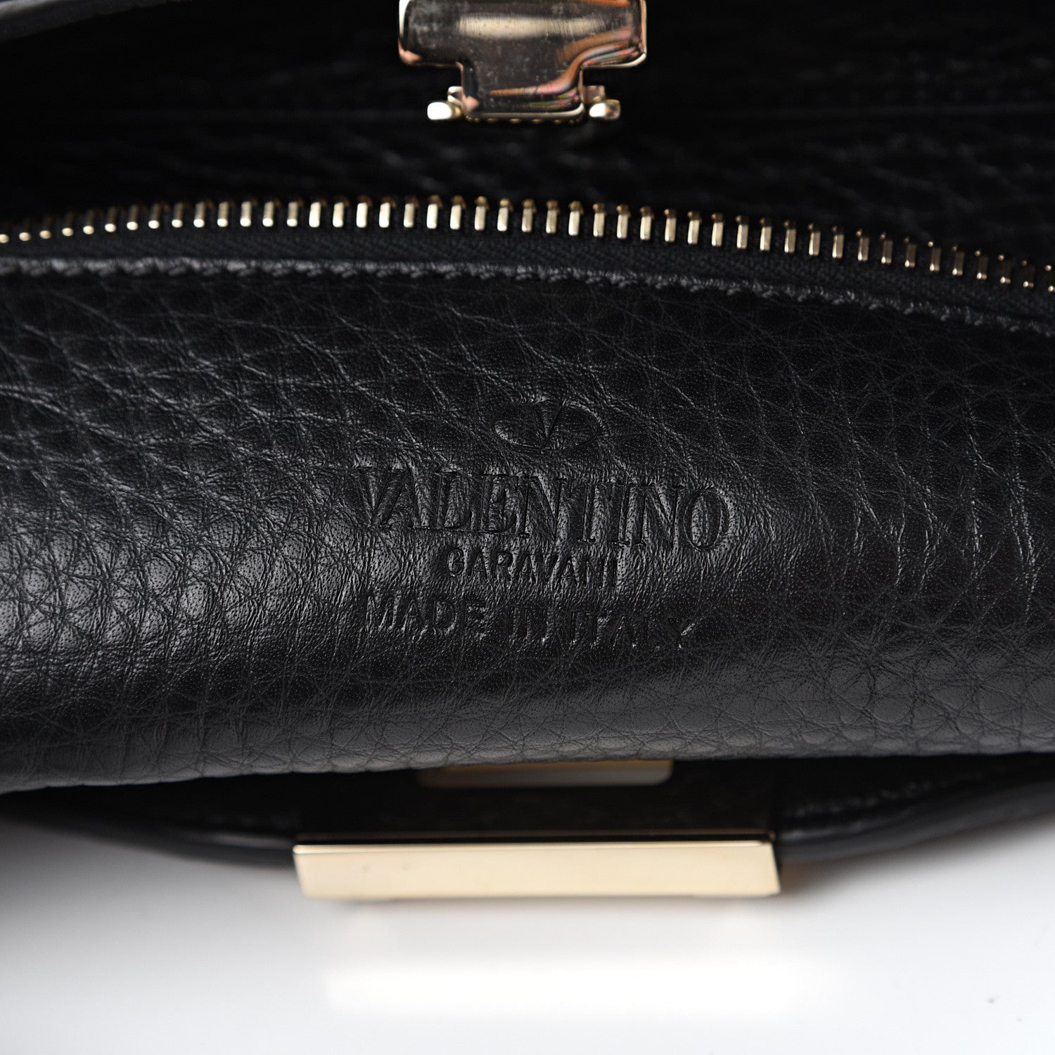 Valentino Garavani Pebbled Calfskin Small Rockstud Flip-Lock Messenger Bag Black 5 of 8