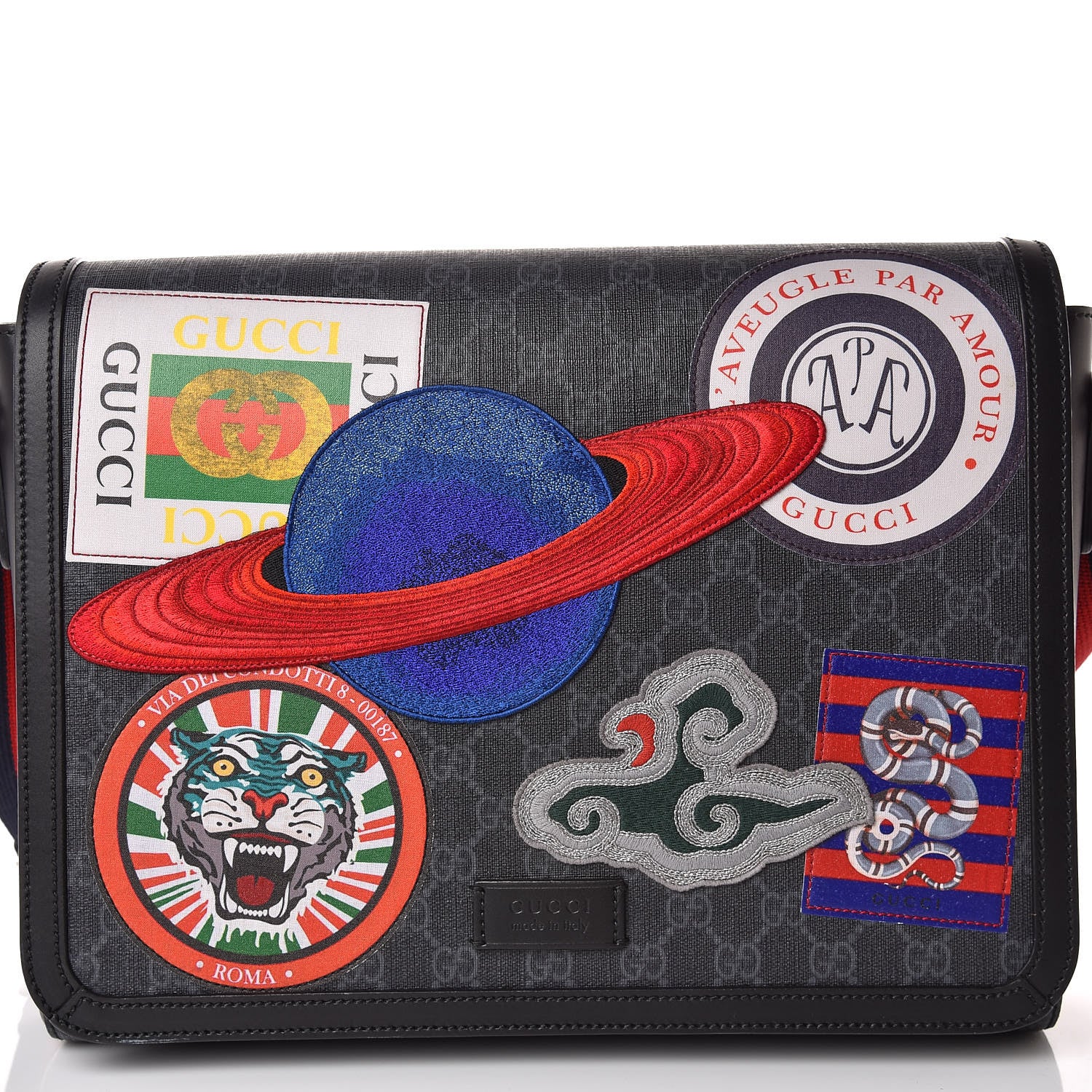 Gucci GG Supreme Monogram Night Courrier Flap Messenger Black Multicolor 12 of 12