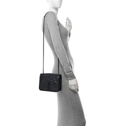 Saint Laurent Crinkled Calfskin Matelasse Monogram Niki Chain Wallet Storm 2 of 11