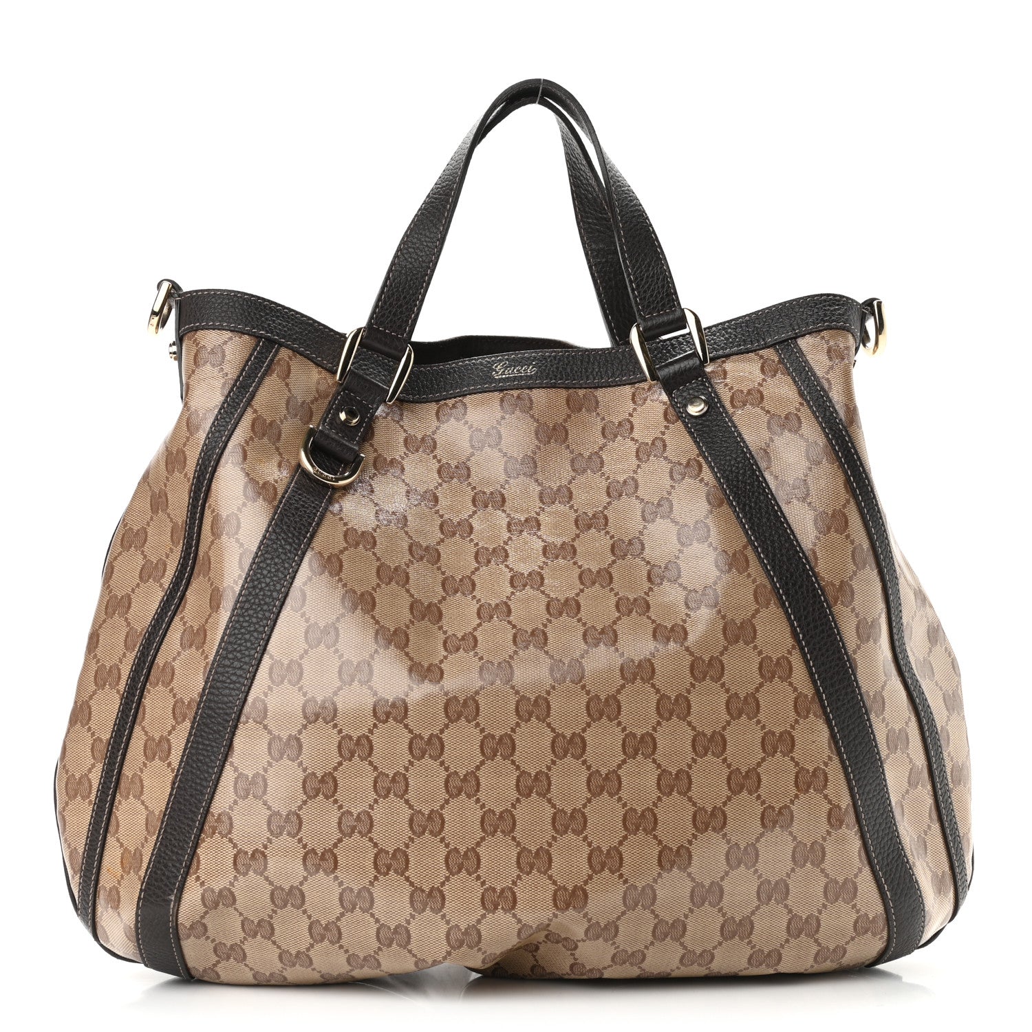 Gucci Crystal Monogram Medium Abbey Convertible Tote Dark Brown 1 of 14