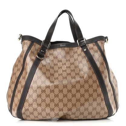 Gucci Crystal Monogram Medium Abbey Convertible Tote Dark Brown 1 of 14