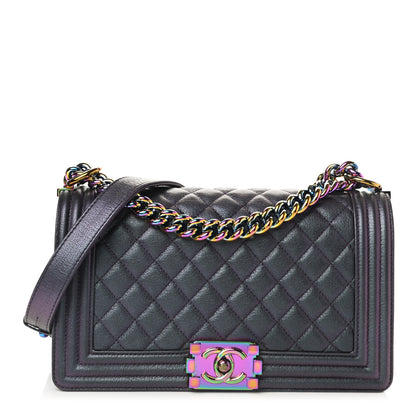 Chanel Iridescent Goatskin Quilted Medium Boy Flap Purple 1 of 11