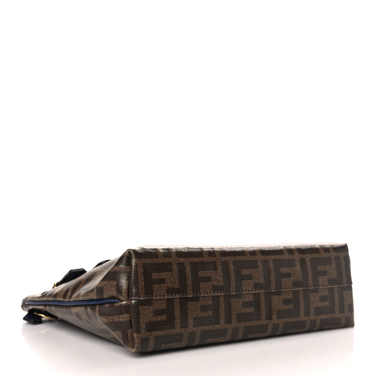 Fendi X FILA Glazed Fabric Vitello Century FF 1974 Mania Pouch Mogano Panna Blueberry 4 of 9