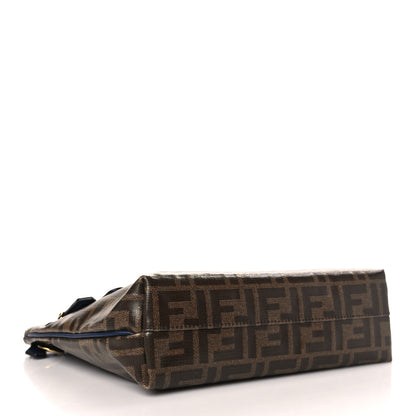 Fendi X FILA Glazed Fabric Vitello Century FF 1974 Mania Pouch Mogano Panna Blueberry 4 of 9
