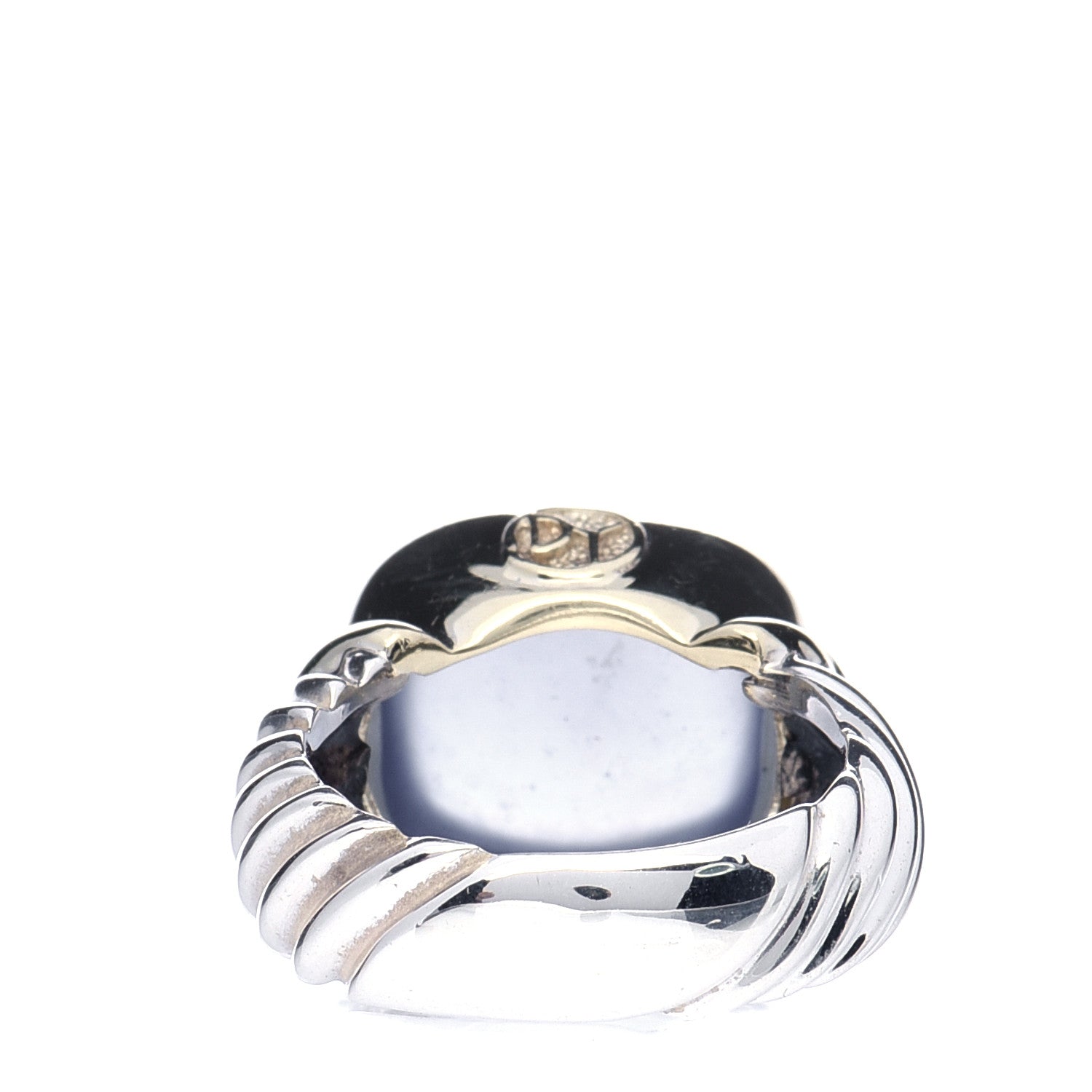 David Yurman Sterling Silver 14K Yellow Gold Chalcedony 14mm Noblesse Ring 53 6.5 3 of 7