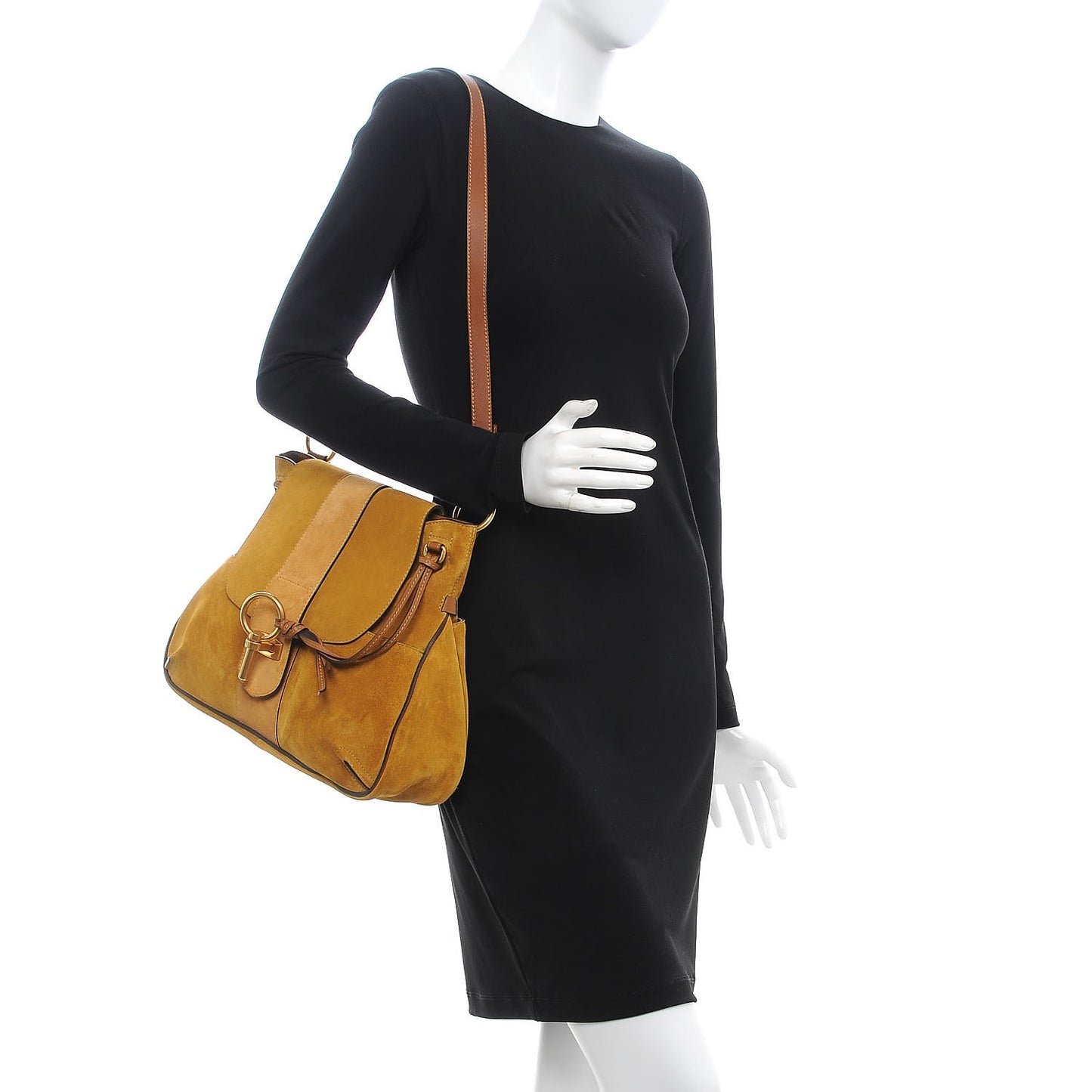 Suede Medium Lexa Shoulder Bag Mustard Brown