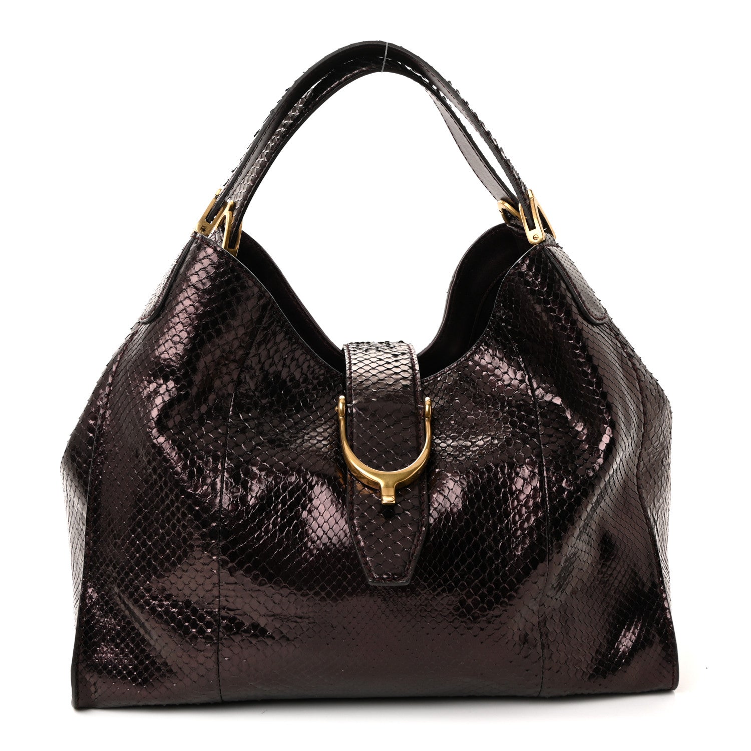 Gucci Snakeskin Medium Soft Stirrup Shoulder Bag Carminio Red 1 of 10