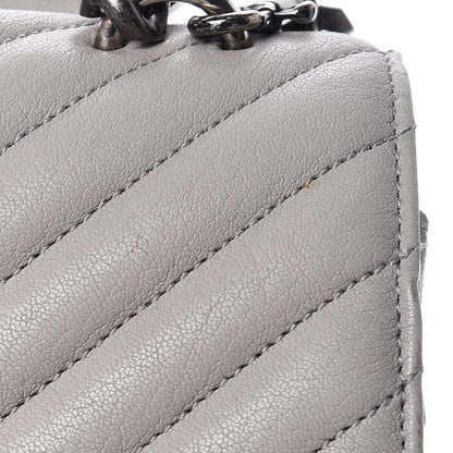 Saint Laurent Sheepskin Matelasse Chevron Monogram Large College Satchel Light Grey 10 of 19