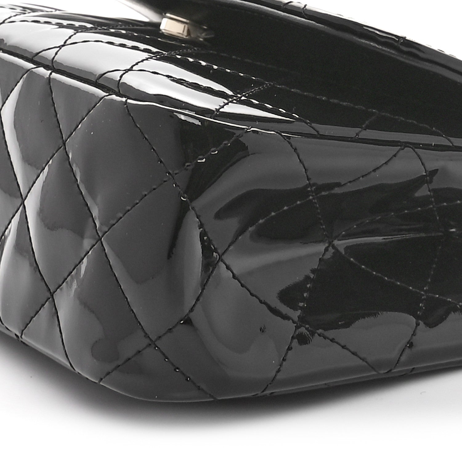 Chanel Patent Quilted Top Handle Clutch  Black 10 of 11