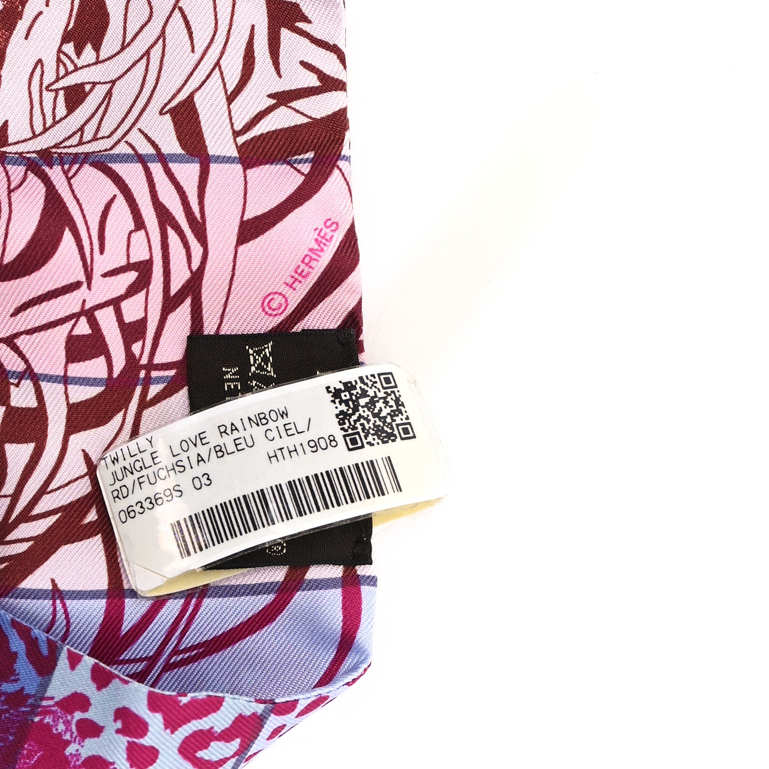 Hermes Silk Jungle Love Rainbow Twilly Fuchsia Bleu Ciel 3 of 3