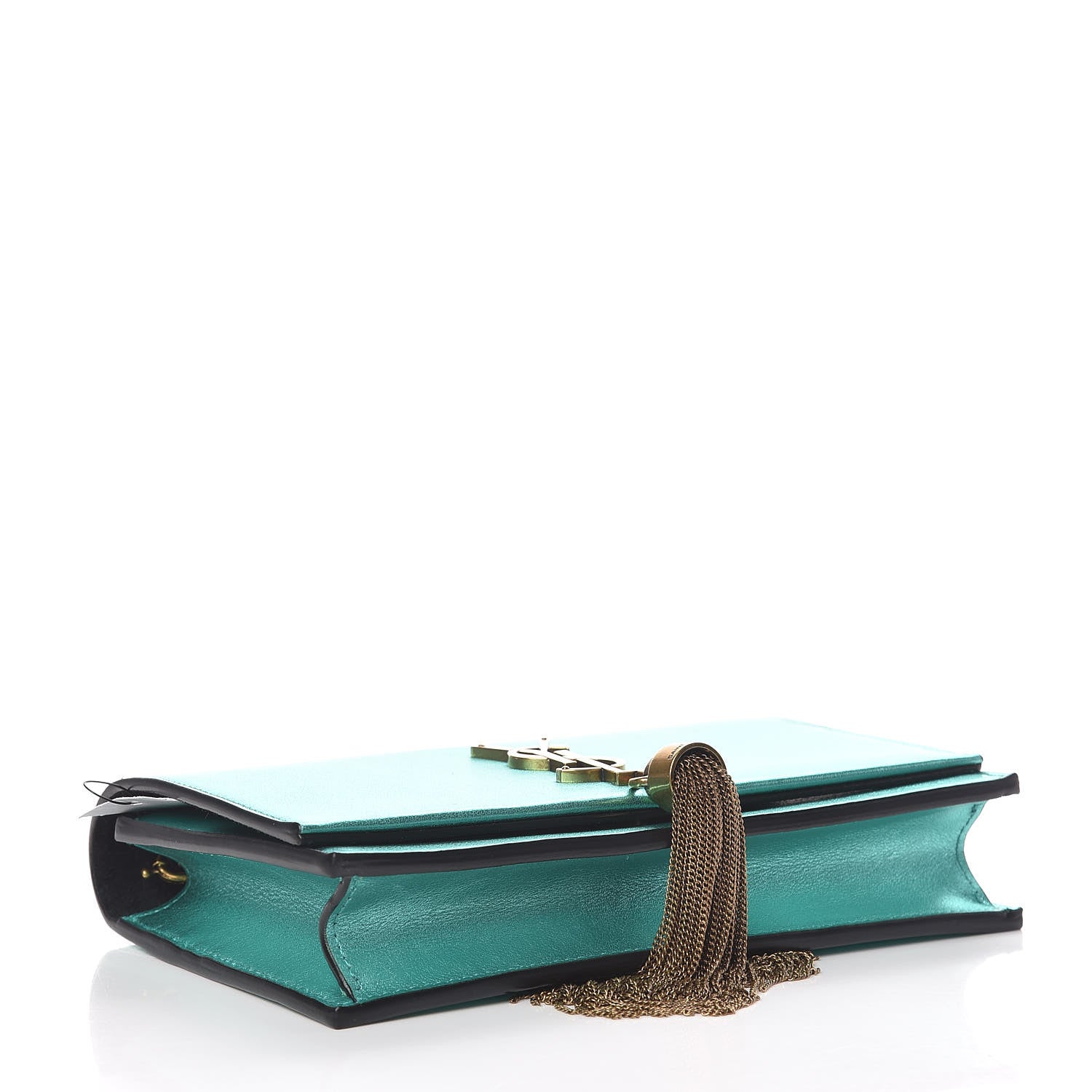 Saint Laurent Laminated Calfskin Classic Monogram Kate Tassel Chain Wallet Green 4 of 11