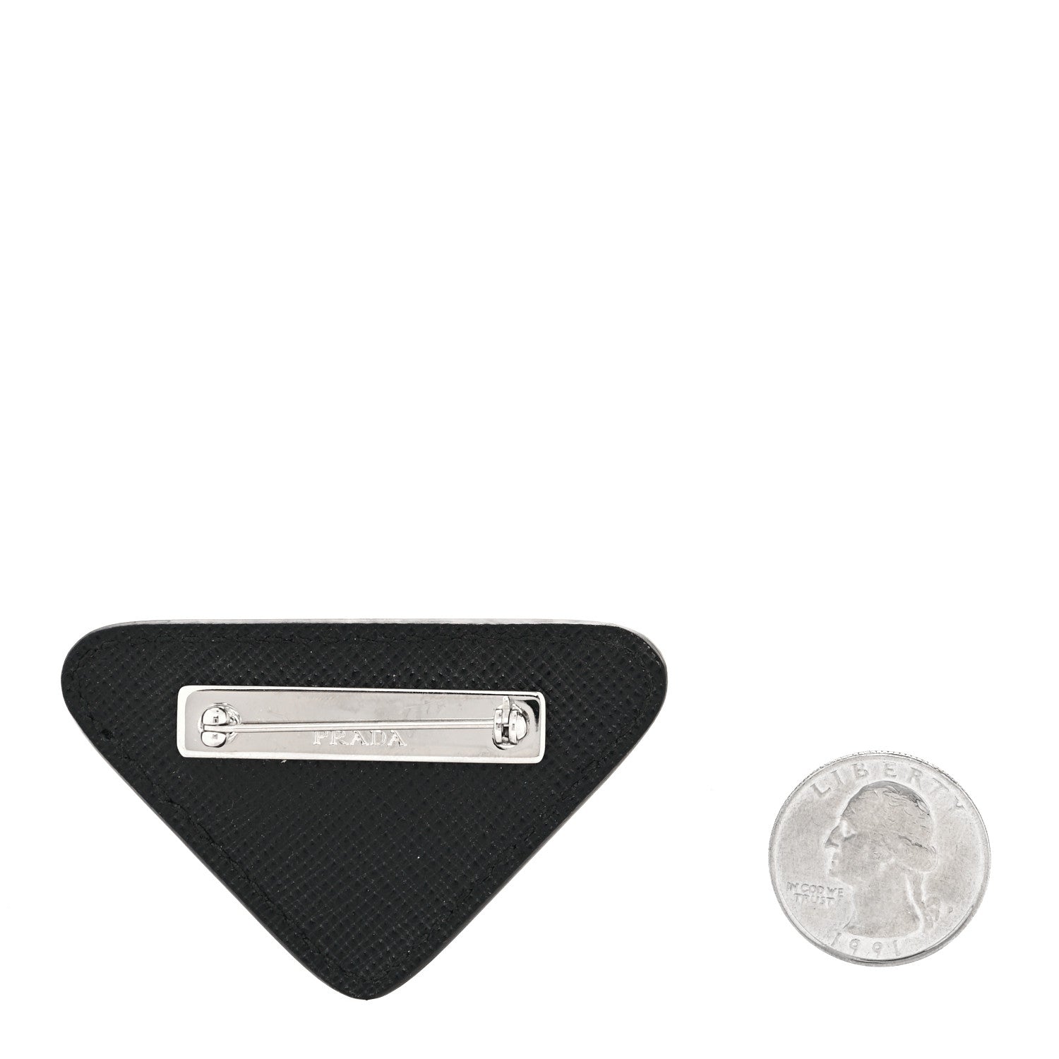 Prada Saffiano Enamel Logo Triangle Pin Black 2 of 3