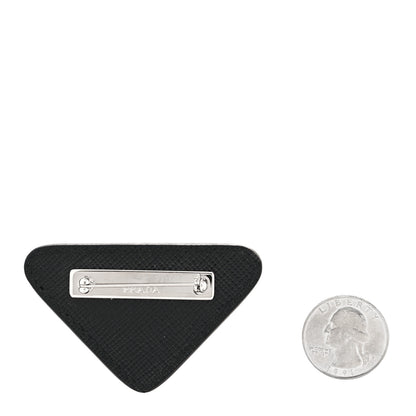 Prada Saffiano Enamel Logo Triangle Pin Black 2 of 3