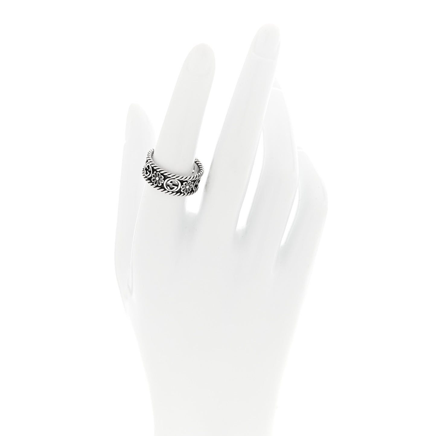 Sterling Silver Interlocking G Flower Ring 54 7