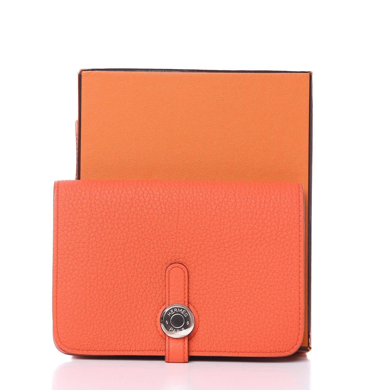Hermes Togo Verso Dogon Compact Wallet Orange Poppy Rose Candy 7 of 7