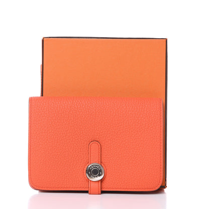 Hermes Togo Verso Dogon Compact Wallet Orange Poppy Rose Candy 7 of 7