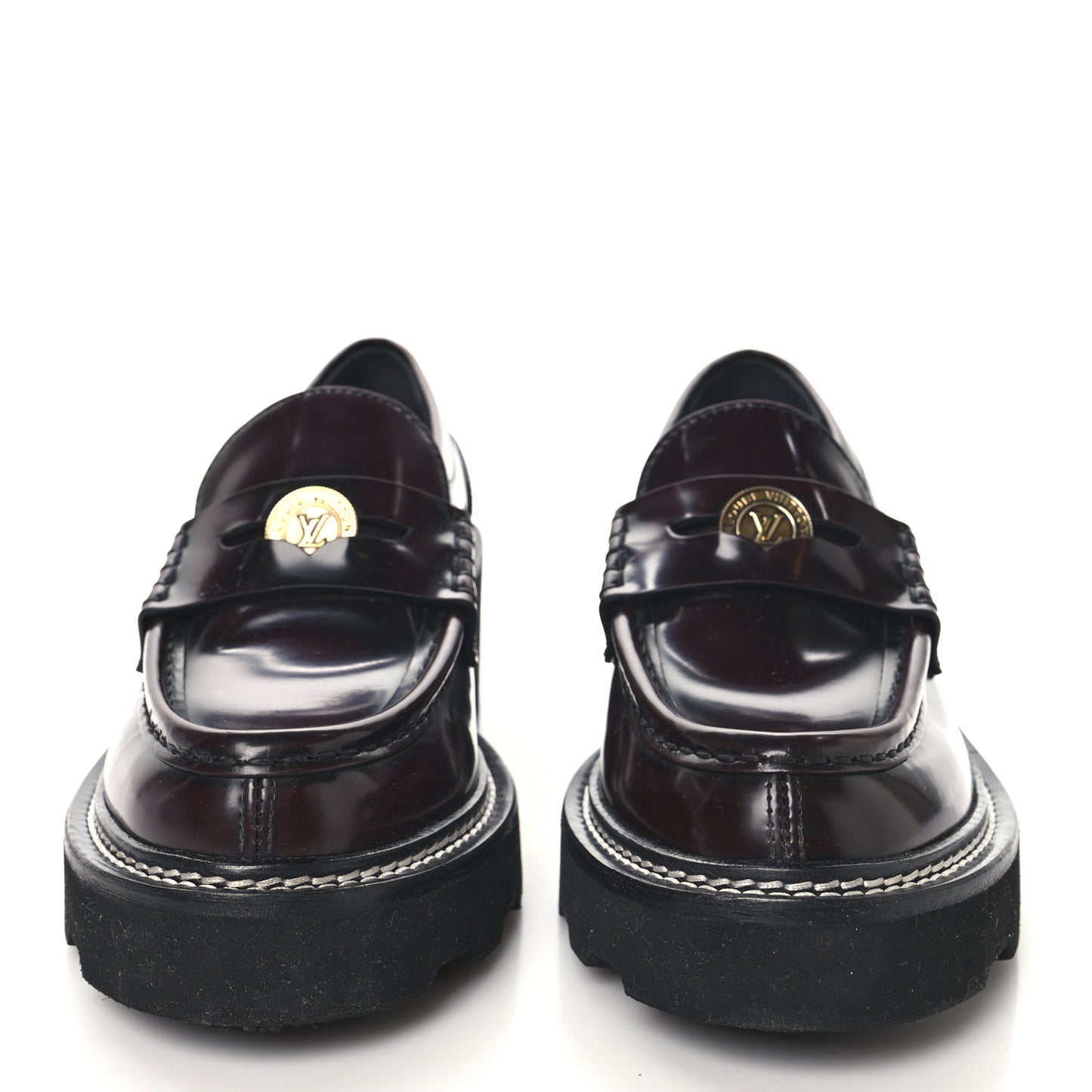 Glazed Calfskin LV Beaubourg Loafer 38 Bordeaux Red