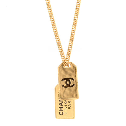 Chanel ID Dog Tag Charm Necklace Gold 4 of 5
