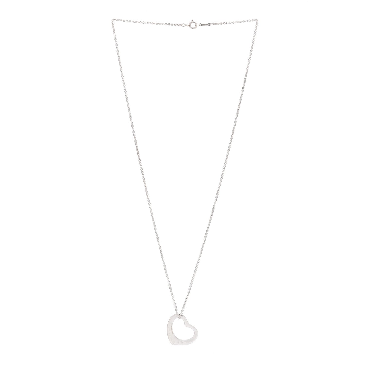 Tiffany Sterling Silver 22mm Elsa Peretti Open Heart Pendant Necklace 3 of 5