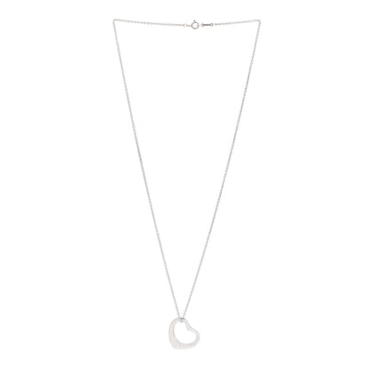 Tiffany Sterling Silver 22mm Elsa Peretti Open Heart Pendant Necklace 3 of 5
