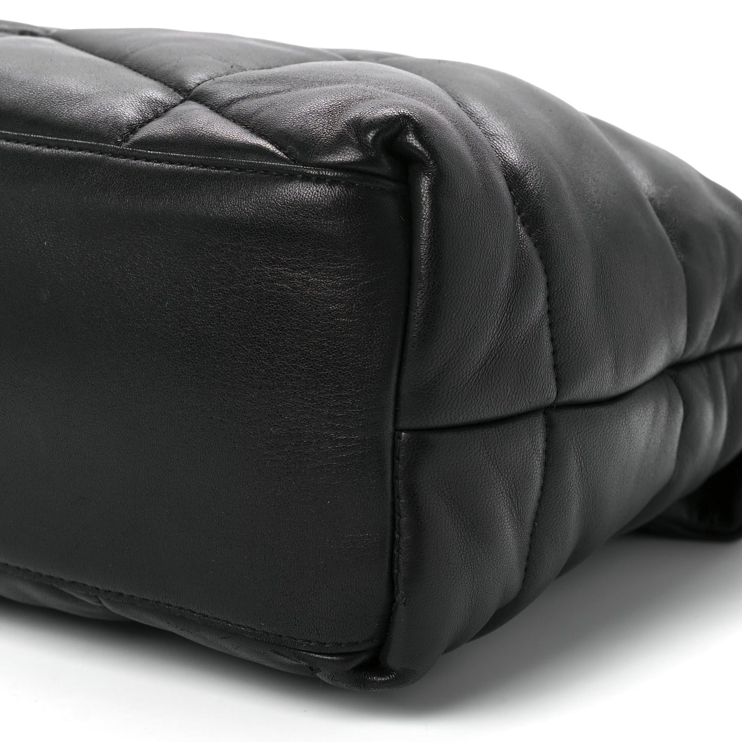 Lambskin Quilted Medium Loulou Puffer Monogram Chain Satchel Black