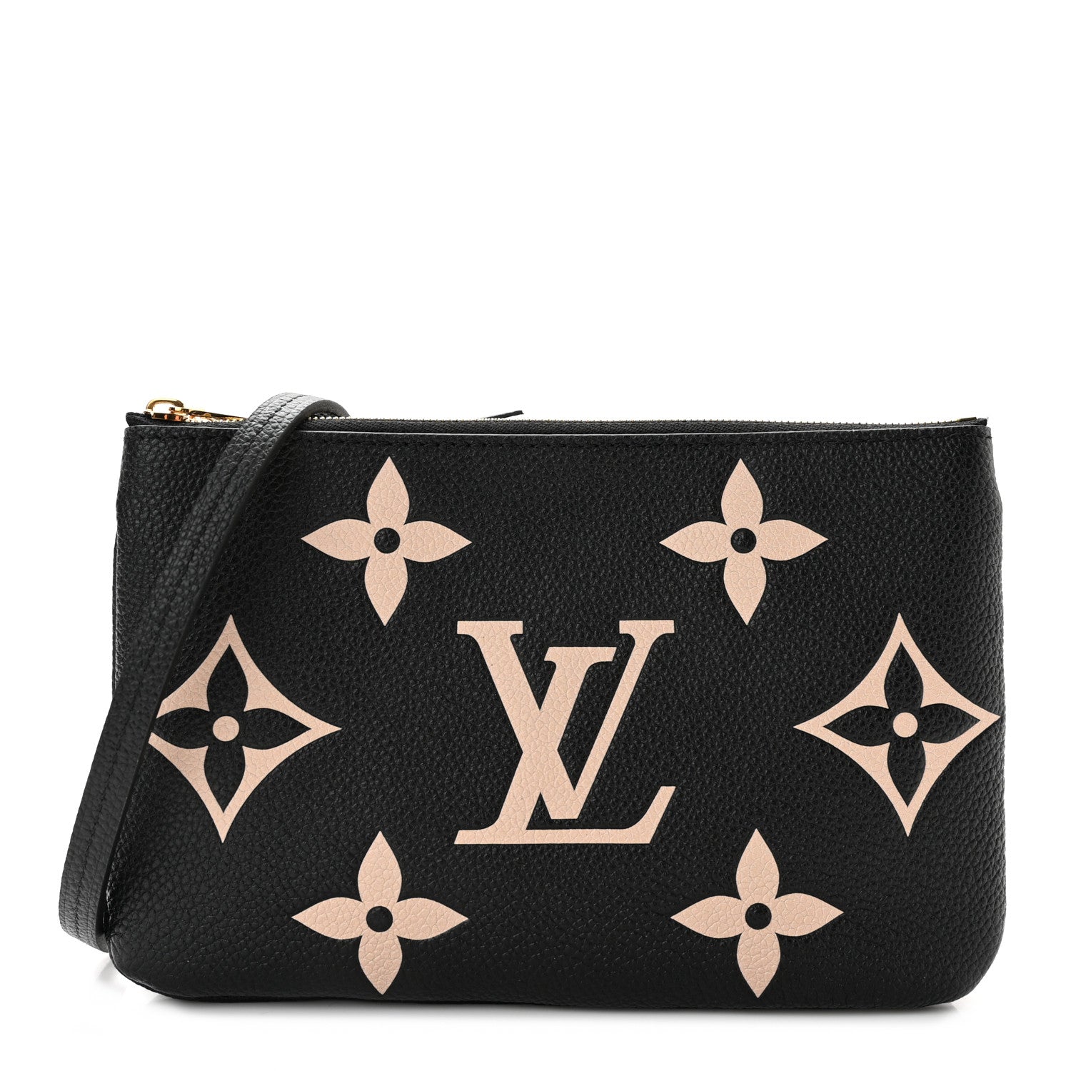 Louis Vuitton Empreinte Monogram Giant Double Zip Pochette Black Cream 1 of 10