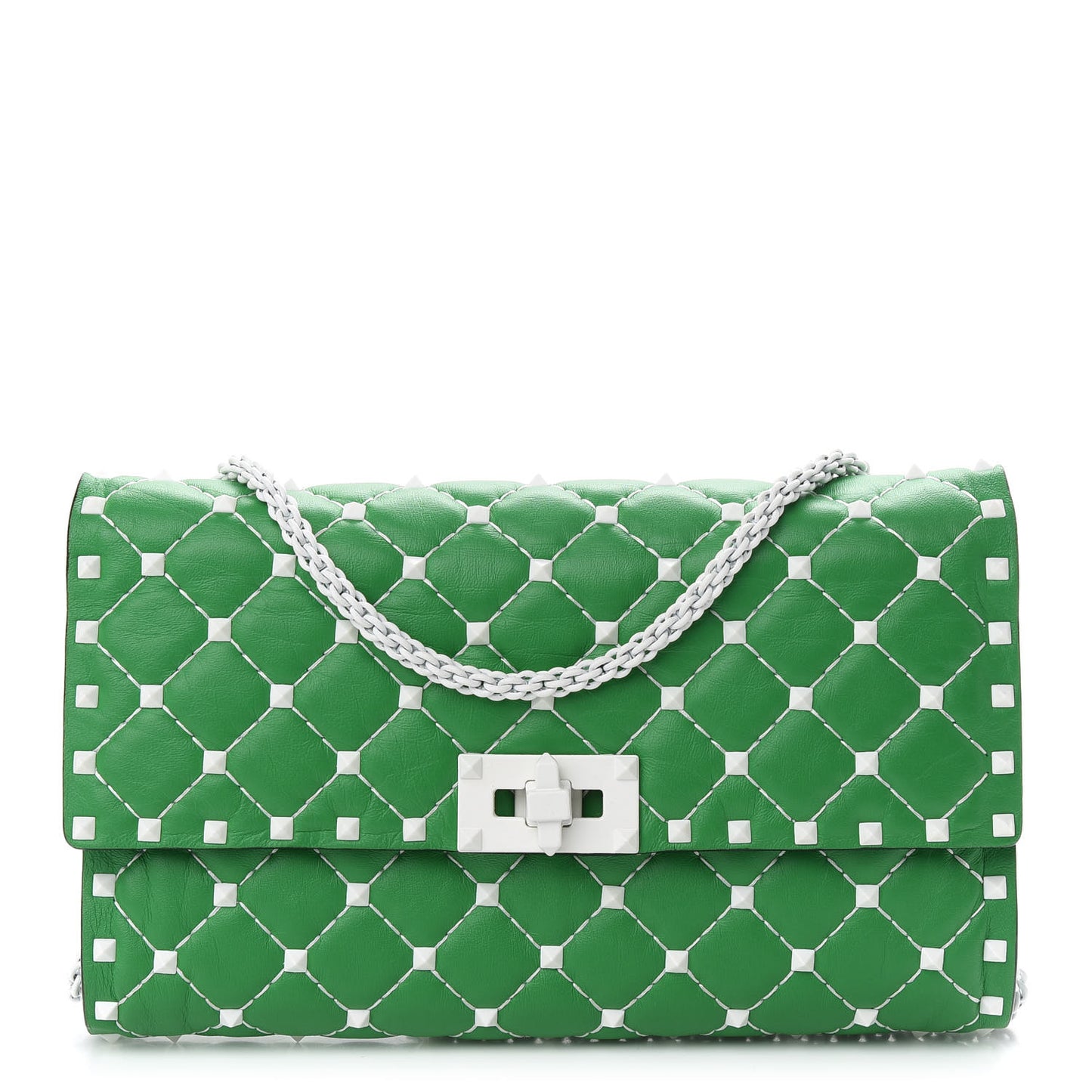 Lambskin Free Rockstud Spike Wallet On Chain Peppermint