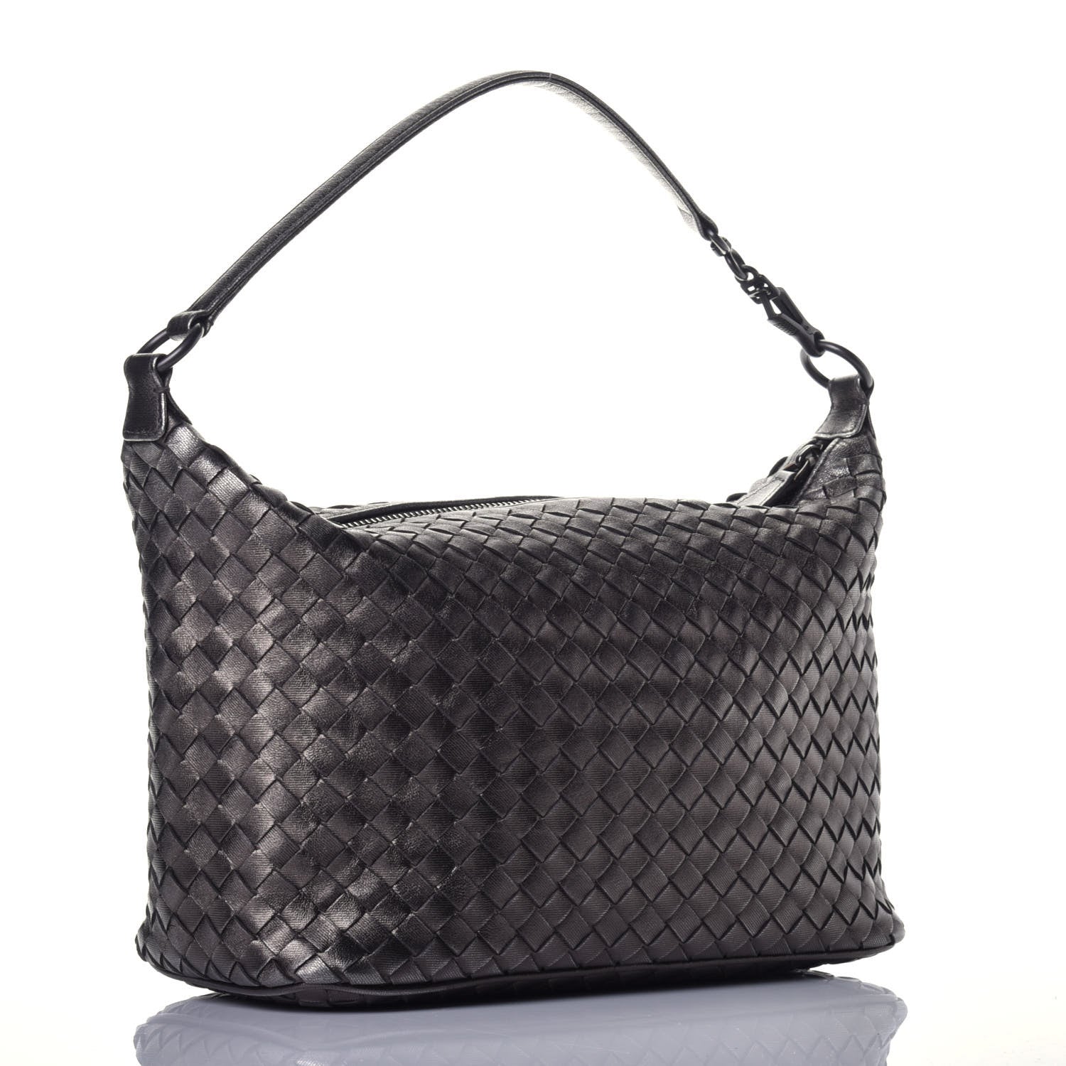 Bottega Veneta Metallic Nappa Intrecciato Small Shoulder Bag Steel 3 of 9