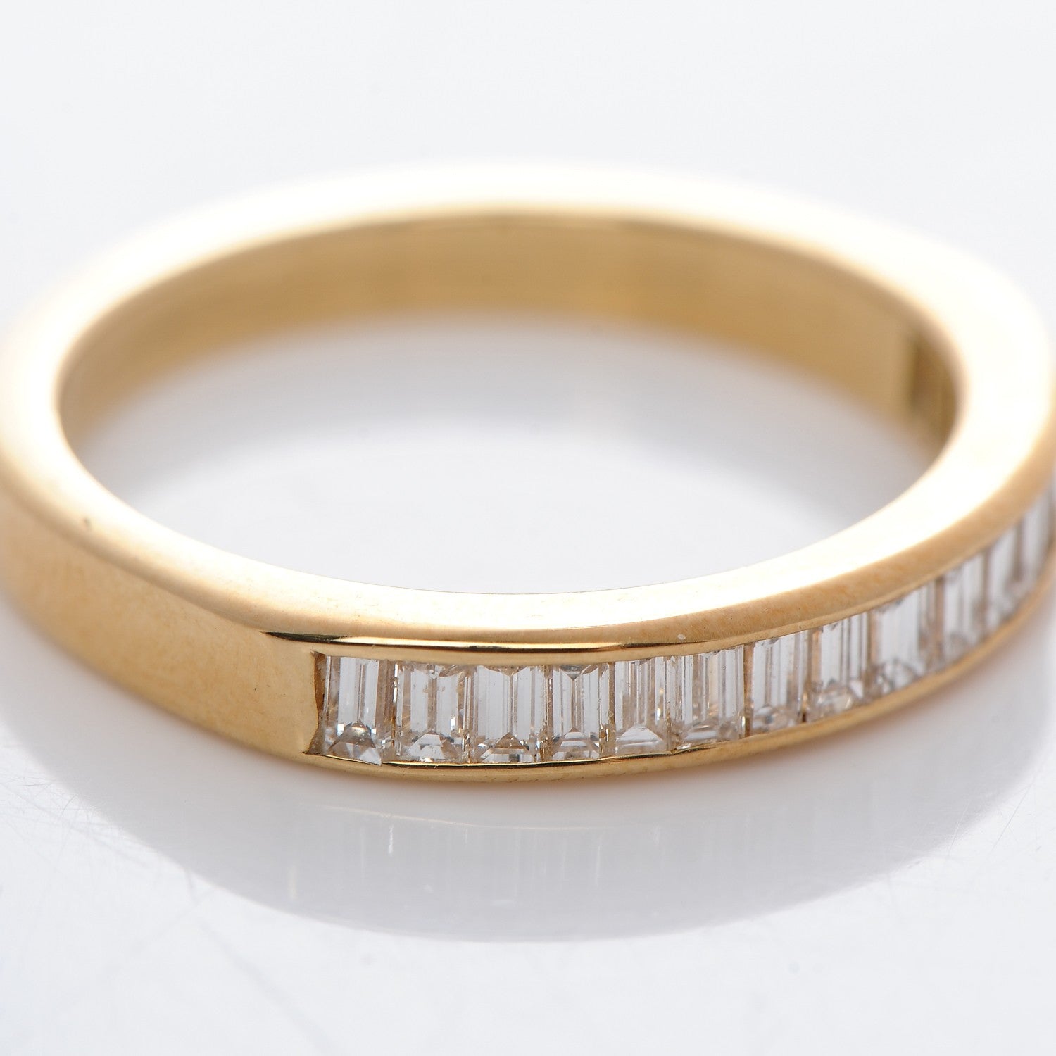 Tiffany 18K Yellow Gold Diamond 3mm Half Circle Channel Set Band Ring 7 4 of 6