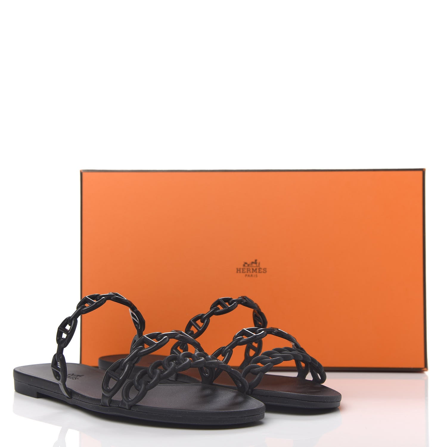 Hermes Rubber Chaine d'Ancre Rivage Sandals 36 Black 10 of 10