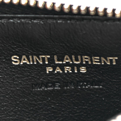 Saint Laurent Grain De Poudre Matelasse Chevron Cassandre Fragments Zippered Card Case Black 6 of 11