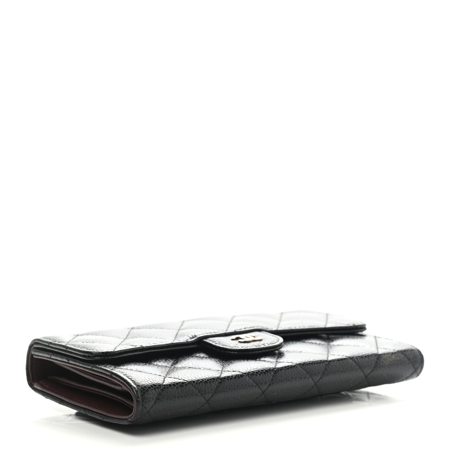 Caviar Quilted Large Flap Wallet Black