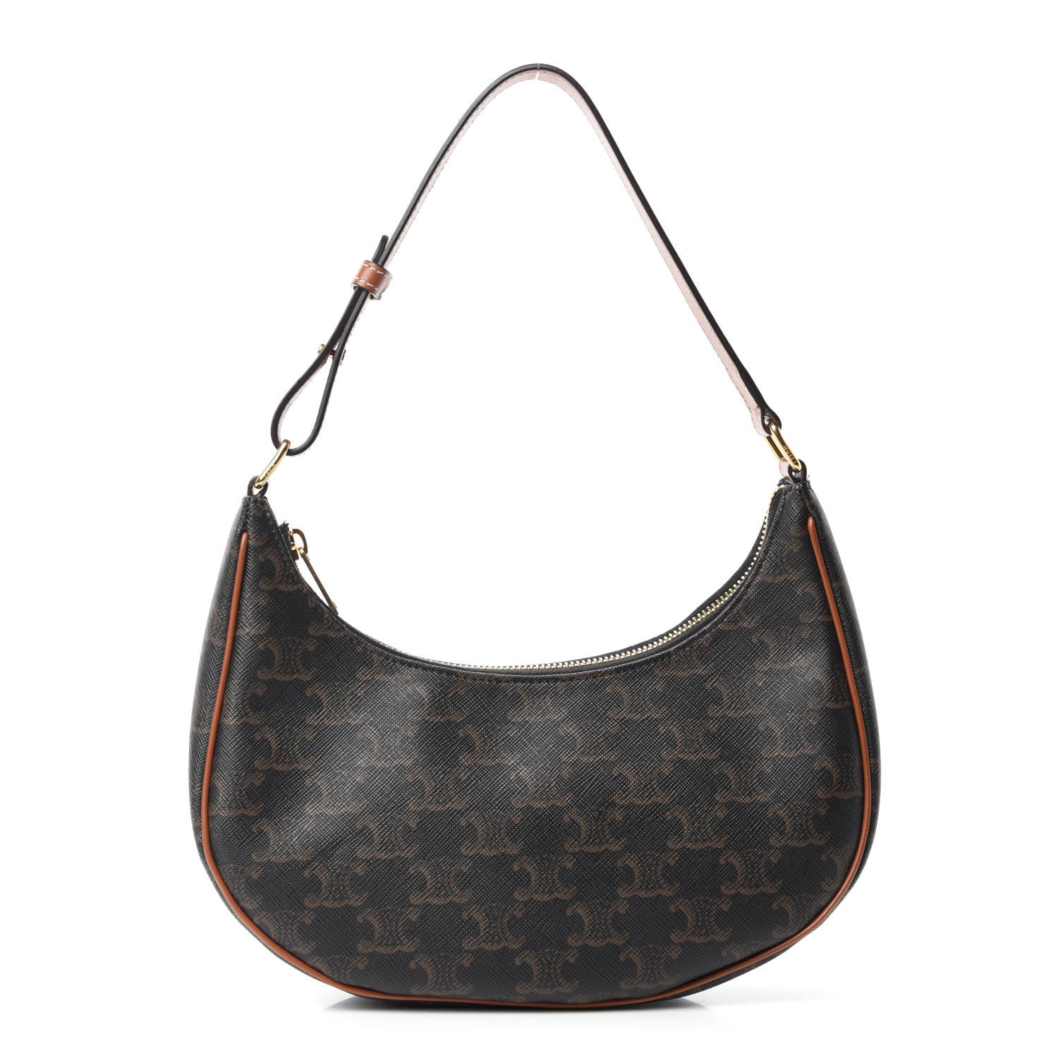 Celine Triomphe Canvas Calfskin Ava Shoulder Bag Tan 1 of 9