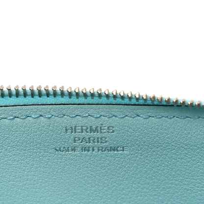 Hermes Evercolor Envelope Trio Wallet Malachite Lime Bleu Zephyr 10 of 12