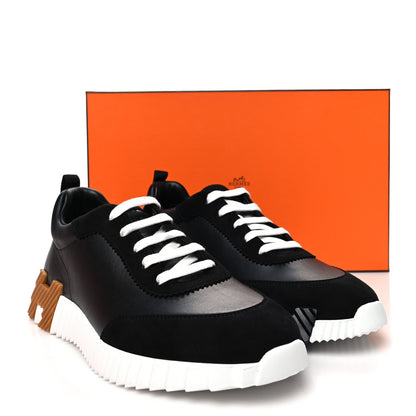 Hermes Goatskin Suede Goatskin Bouncing Sneakers 41 Black 9 of 9
