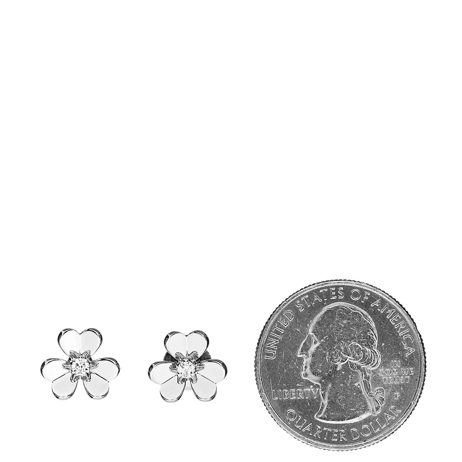 Van Cleef & Arpels 18K White Gold Diamond Mini Frivole Earrings 2 of 5