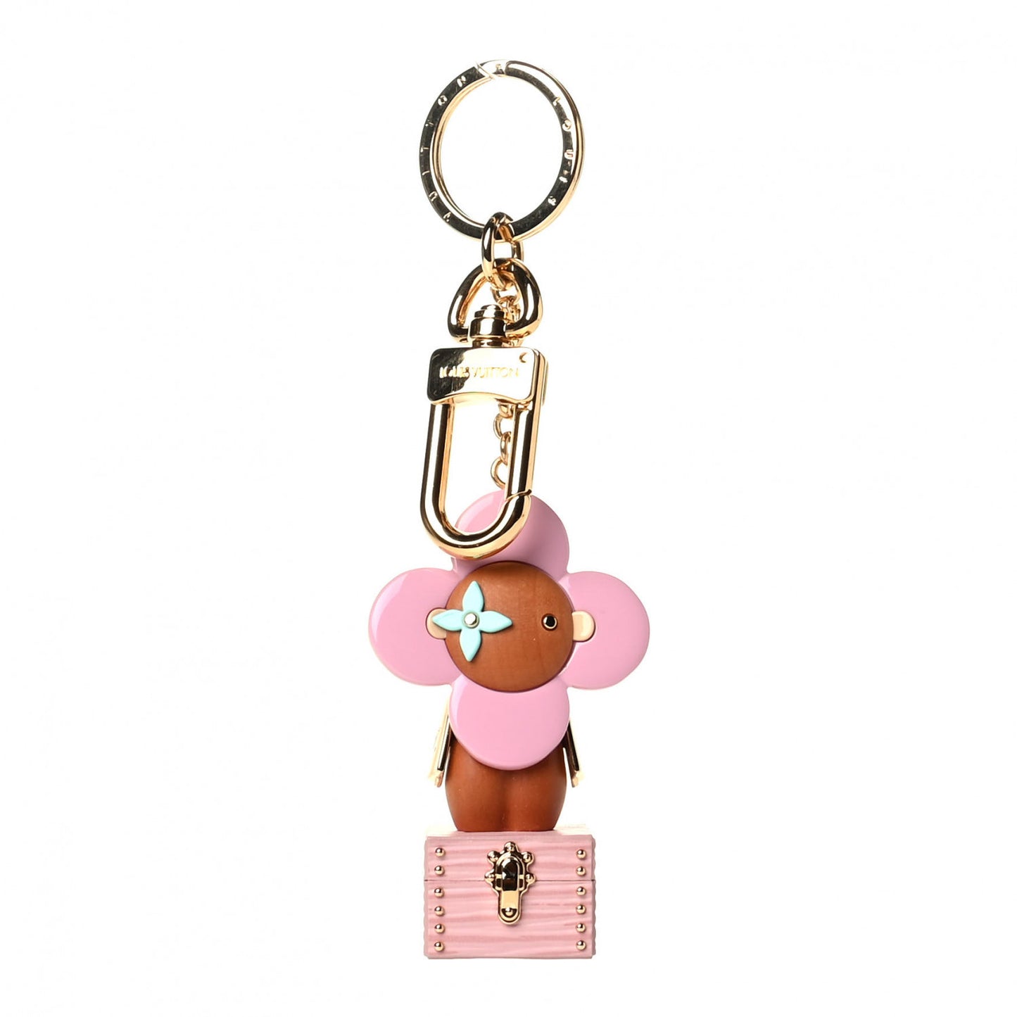 Resin Wood Vivienne Trunk Bag Charm Key Holder Pink