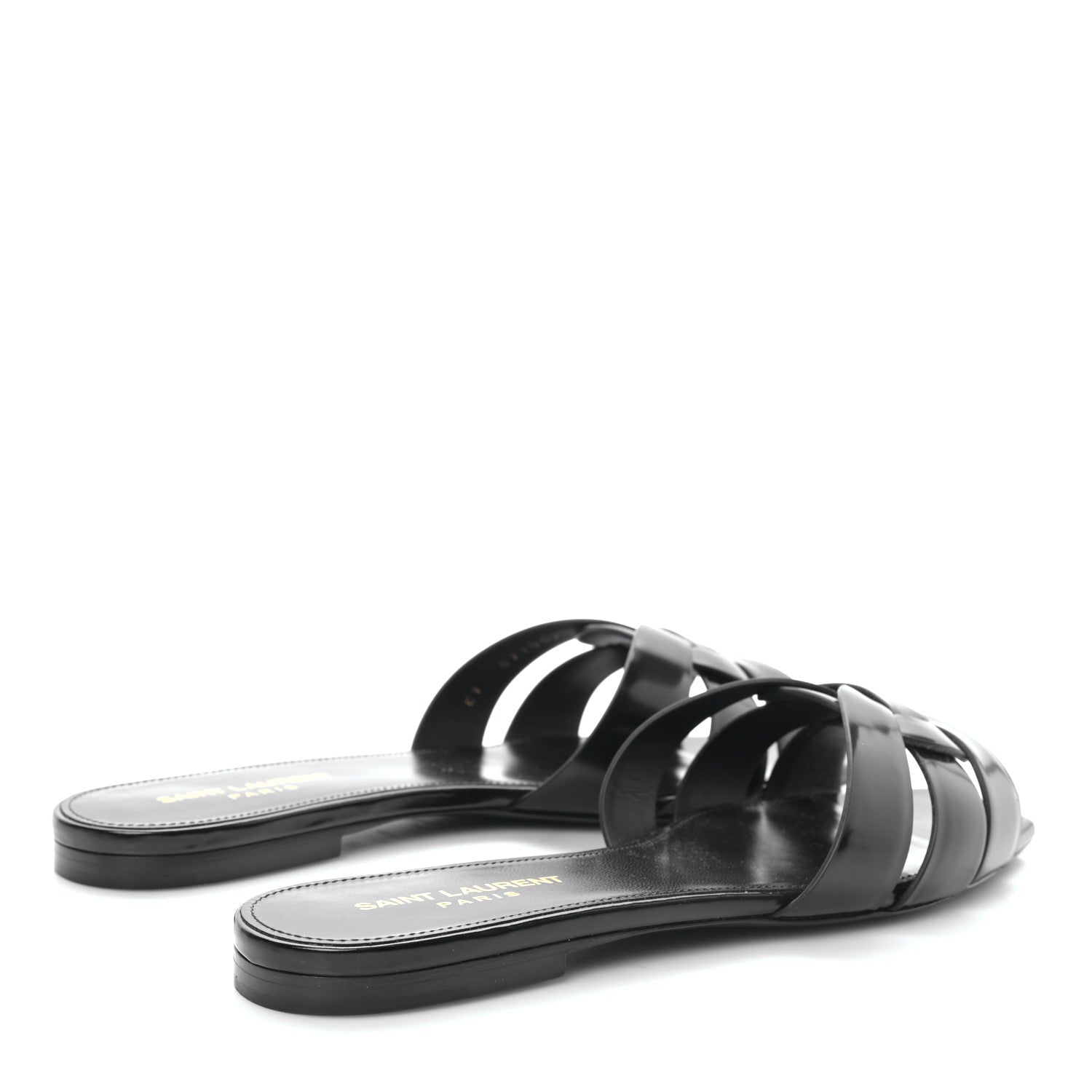 Saint Laurent Patent Tribute 05 Slide Sandals 38 Black 5 of 9